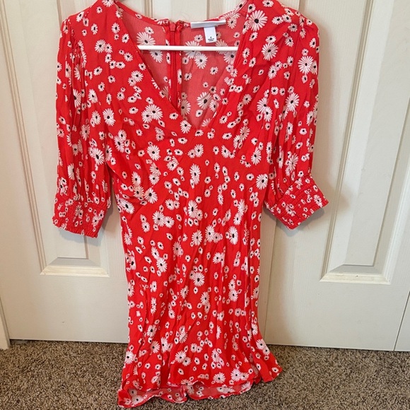 RIXO Red and White Floral Dress - Picture 1 of 3